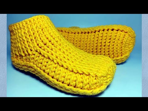 Видео: Носочки- тапочки крючком. Crochet socks.