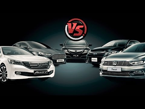 Видео: Битва Титанов 2015. Сравнительный тест Camry, Accord, Mondeo, Passat, Acura TLX