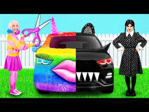 Видео: Радужная машина vs Черная машина Челлендж | Смешные Ситуации и Неудачи от Parara Best