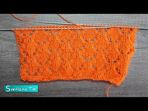 Видео: Узор Маленькие Ажурные Ромбы. Вязание спицами # 617