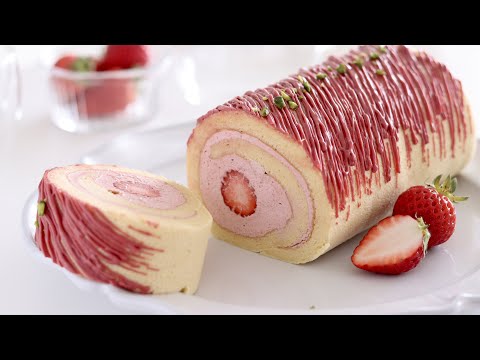 Видео: Клубничный бисквитный рулет