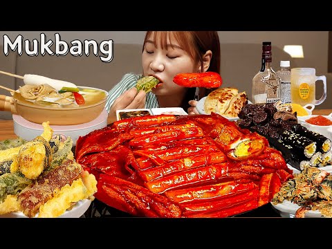 Видео: Sub)Real Mukbang- Острые токпокки 🔥 Жареные блюда, кимбап 🥟 Корейская уличная еда 🍱 Лимонный хайбол🍋