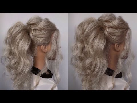 Видео: Свадебная причёска, хвост из локонов|Wedding ponytail|Medium ponytail|Hairstyle video tutorial|Updo|