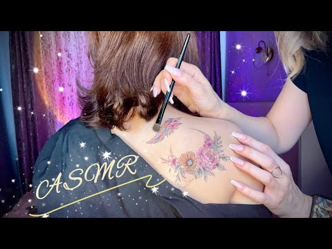 Видео: АСМР, Трейсинг/Обводка и Раскраска ТАТУ, Близкий Шепот / GENTLE ASMR,  tattoo tracing