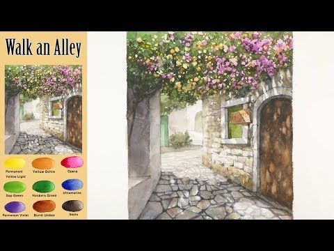 Видео: Прогулка по переулку - пейзажная акварель (wet-in-wet, Arches rough)NAMIL ART
