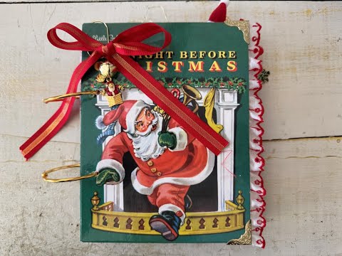 Видео: Перелистывание маленькой золотой книжки-журнала ручной работы с рождественскими открытками ~ Продано