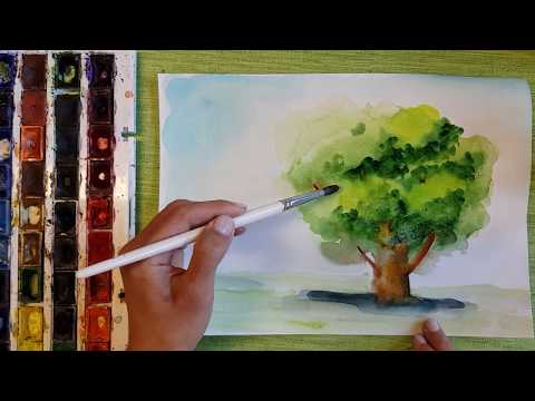 Видео: Как се рисува лесно дърво с Акварел