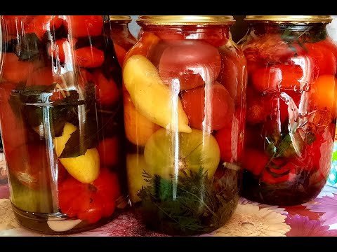 Видео: Три вкуснейших маринада помидор на зиму🍅С морковной ботвой// С бархатцами// С чесноком и базиликом👌