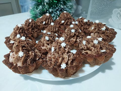 Видео: Шоколадные корзиночки с кремом.