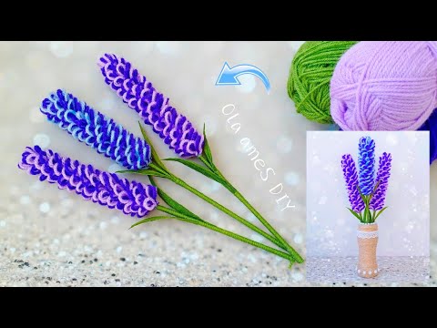 Видео: Лаванда из Пряжи 💜🧶 Легко Сделала Красивые Цветы Лаванды - Вам Понравится эта Простая Идея !