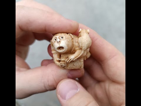 Видео: Нэцкэ "Обезьяна и крыса" (Netsuke "Monkey and Rat").