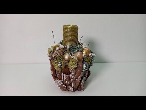 Видео: Новогодняя композиция со свечой