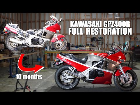 Видео: Мы прекрасно отреставрировали ниндзя KAWASAKI GPZ400R, выпущенный 38 лет назад.