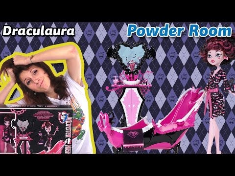 Видео: Обзор на Powder Room Draculaura Monster High (Ванная комната  Дракулауры Школа Монстров) X4496