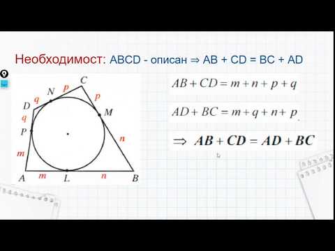Видео: 8 клас - Вписани и описани многоъгълници - Четириъгълник, описан около окръжност.