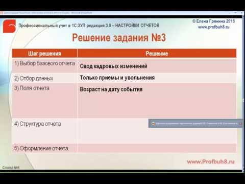 Видео: Настройки отчетов в 1С:ЗУП 3.0 - Решение задания 3