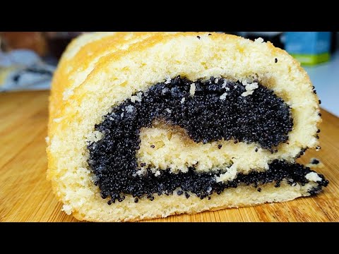 Видео: Много начинки и нежнейшее тесто: бисквитный рулет с маком "Морфей" к чаю