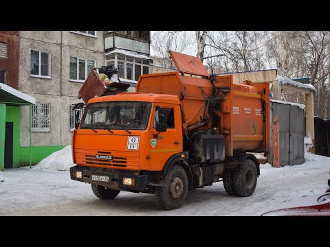 Видео: Мусоровоз-коротыш МКМ-44108 (МК-4454-04) на шасси КамАЗ-43255-A3 (К 410 ХТ 22)/ KAMAZ garbage truck.