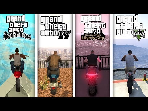 Видео: Прыжки на мотоциклах с самых высоких зданий во всех играх GTA !!!