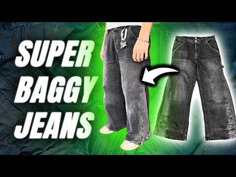 Видео: как сделать РАСКЛЕШЕННЫЕ МЕШКОВАТЫЕ ДЖИНСЫ!!! (полный урок)