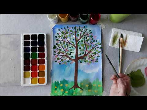 Видео: Рисование для детей. Весеннее дерево