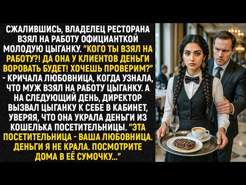 Видео: Сжалившись, владелец ресторана взял на работу официанткой цыганку. Узнав про это, любовница...