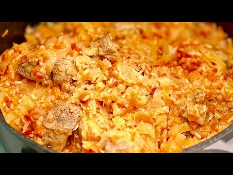 Видео: Капуста с мясом и рисом на сковороде! Простой рецепт, вкус как у голубцов