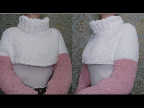 Видео: Кроп свитер из Ализе пуффи файн регланом сверху. Это 💣, теперь это моя любимая вещь в гардеробе 🔥🔥🔥