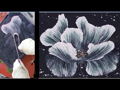 Видео: ПРОСТАЯ ТЕХНИКА рисования ВЕРЁВКОЙ от Марины / Как нарисовать цветок верёвкой и акрилом за 5 МИНУТ