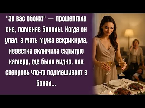 Видео: ＂За вас обоих!＂ — прошептала она, поменяв бокалы. Когда он упал, а мать мужа вскрикнула, невестка...