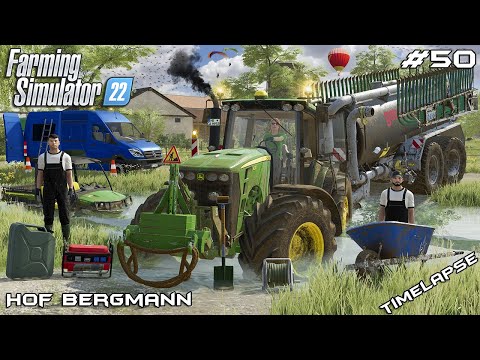 Видео: Уровень воды в канаве становится очень высоким | Hof Bergmann | Farming Simulator 22 | Эпизод 50