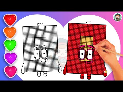 Видео: Как рисовать раскраску Numberblock 1200🌈 - Учимся рисовать раскраску Numberblock 1200 для детей