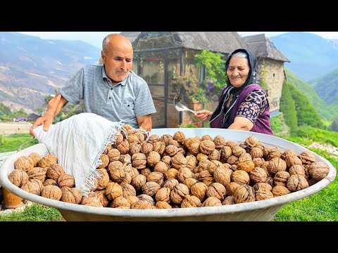 Видео: Собраны Свежие и Крупные Грецкие Орехи! Приготовьте Много Варенья из Грецких Орехов в Деревне!