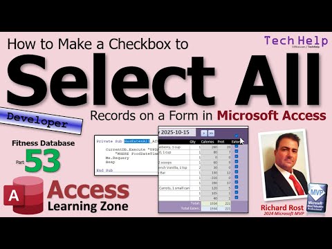 Видео: Как создать флажок «Выбрать всё» для полей «Да/Нет» в формах Microsoft Access — Фитнес №53