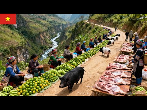 Видео: Горный рынок, рынок Та Ги Кхау народа ту Лао в районе границы Вьетнама и Китая