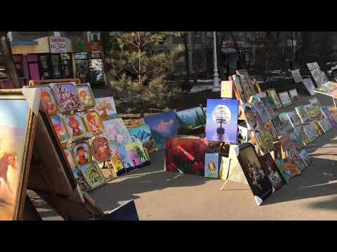 Видео: АЛМАТЫ. Выходные дни. Прогулка по Арбату. Картины.