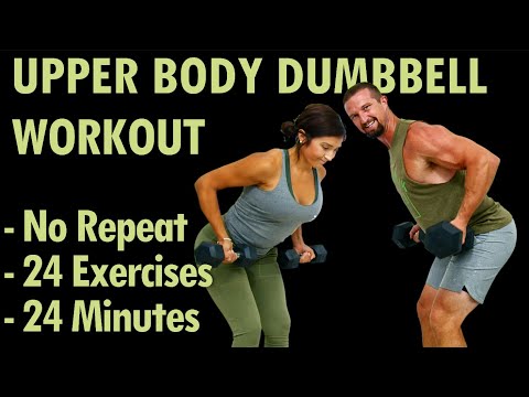 Видео: 25-минутная тренировка с гантелями для верхней части тела — 24 упражнения с гантелями [без повтор...