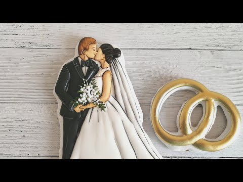 Видео: Пряник жених и невеста. Топпер для свадебного торта.
