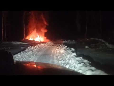 Видео: 80 км бульдозер по зимнику на лыжах
