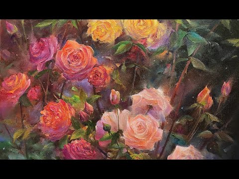 Видео: Живопись маслом "Куст розы" | художник Чупринов