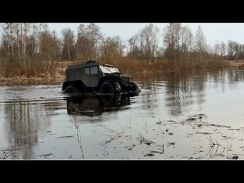 Видео: Вездеход на шинах низкого давления Трэкол и ободрышах от Урагана. Весенние маршруты.