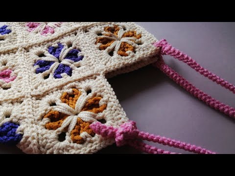 Видео: 🤔 Вам нужен всего один моток! Как связать сумку крючком из 13 квадратов?