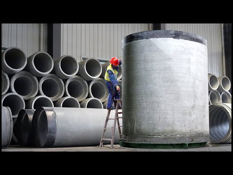 Видео: Процесс производства гигантских бетонных труб！ Удивительный процесс！