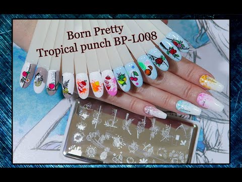 Видео: Обзор / Реверсивный Стемпинг с пластиной Born Pretty Tropical punch BP-L008 / Яндекс Маркет.