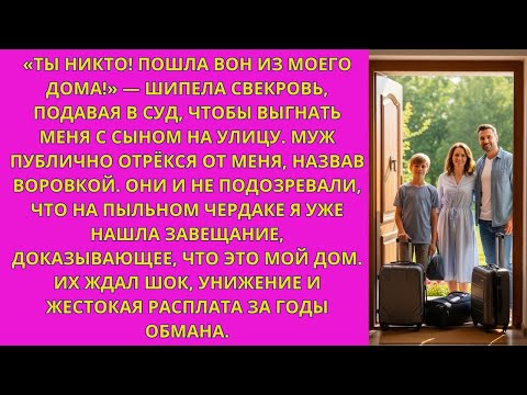 Видео: «Пошла вон!» — шипела свекровь, выгоняя меня. Но я нашла завещание. Этот дом мой, а её ждёт шок.