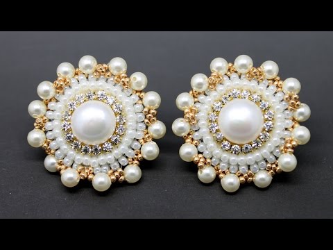 Видео: Жемчужные серьги из бисера в технике вышивка DIY Pearl Earrings