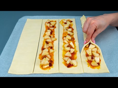 Видео: Гарантированный успех! С яблоком и слоеным тестом у вас получится вкуснейший десерт за 5 минут!
