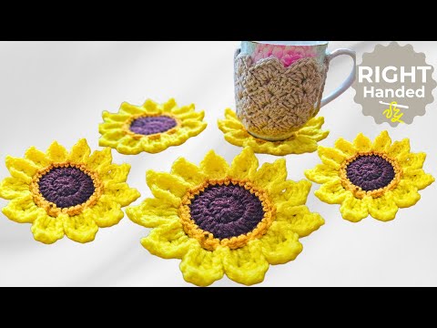 Видео: Простые подставки под стаканы с подсолнухами для начинающих