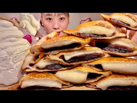 Видео: ASMR жареный хлеб моти из красной фасоли【русские субтитры】【Mukbang/ Eating Sounds】