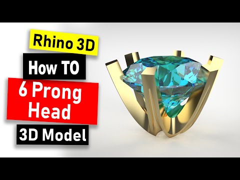 Видео: 3D-моделирование обручального кольца с 6-зубчатой ​​головкой в ​​Rhino 3D: Учебное пособие по про...